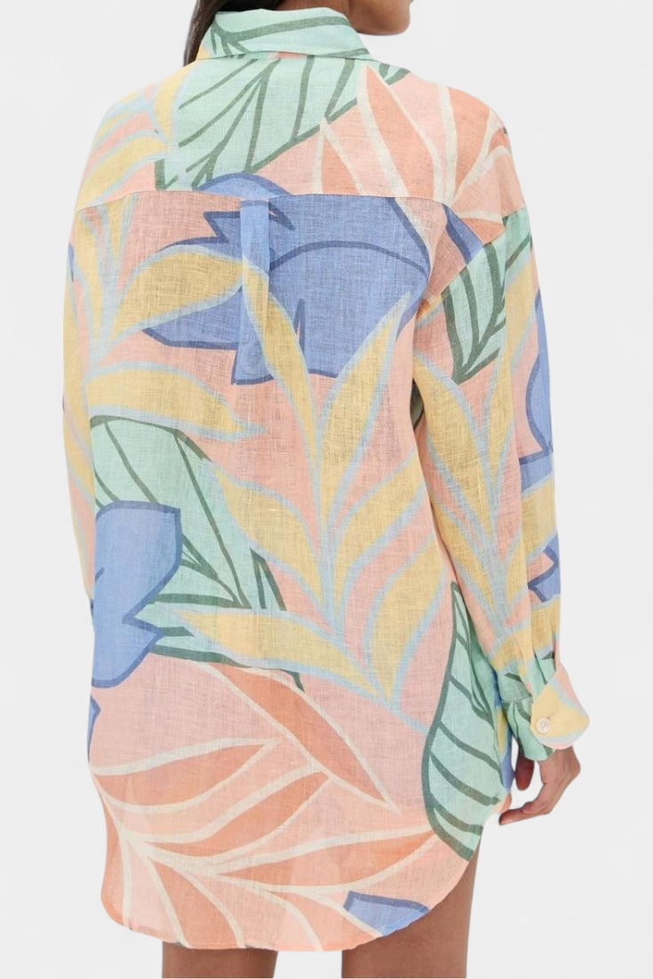 Lumina Τροπικό Σετ με Φαρδύ Πουκάμισο και Σορτς με Ψηλόμεση Μέση