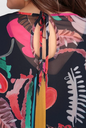 Annegret Φόρεμα Floral Midi με Μακριά Μανίκια και Ρευστή Γραμμή