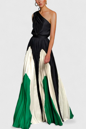 Antía Maxi Φόρεμα Off-Shoulder με Κομψή Στάμπα