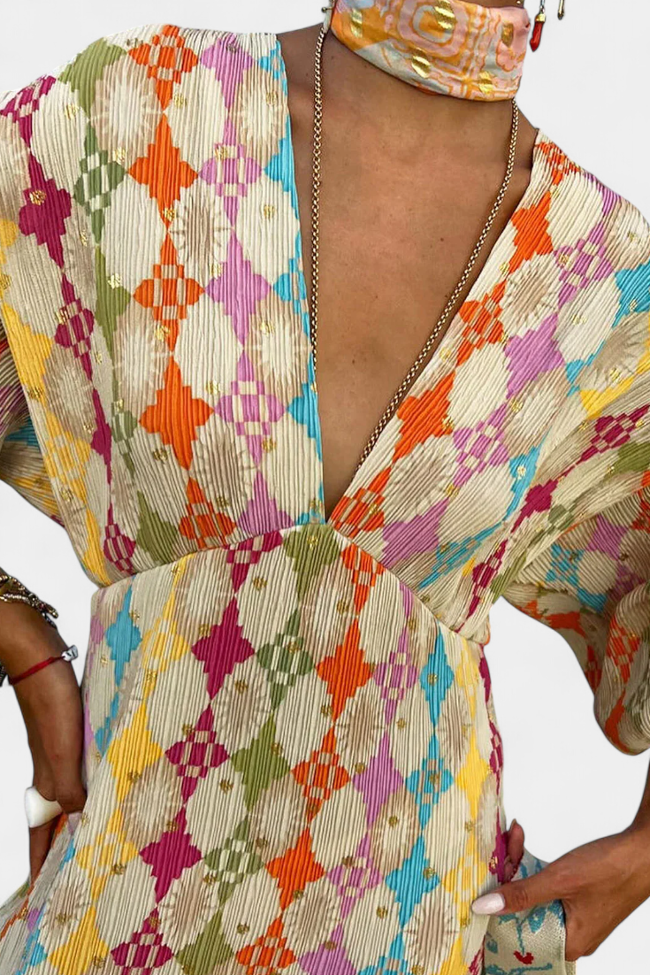 Shanice Μάξι Φόρεμα με Γεωμετρική Στάμπα