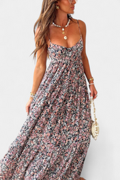 Reyna Φόρεμα Floral Maxi με Ανοιχτή Πλάτη