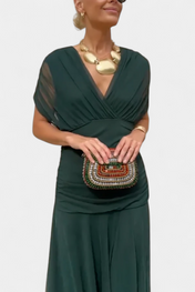 Alondra Μακρύ Φόρεμα με Φλοράλ Φανταχτερό Σχέδιο και Ντεκολτέ