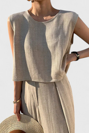 Lauren Σετ Δύο Τεμαχίων με Φαρδύ Παντελόνι