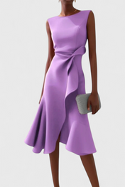 Claudia Μίντι Ασύμμετρο Φόρεμα με Κομψές Πιέτες