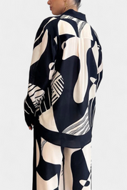 Basilisa Σετ με Φαρδύ Παντελόνι και Γκραφίτι Στάμπα