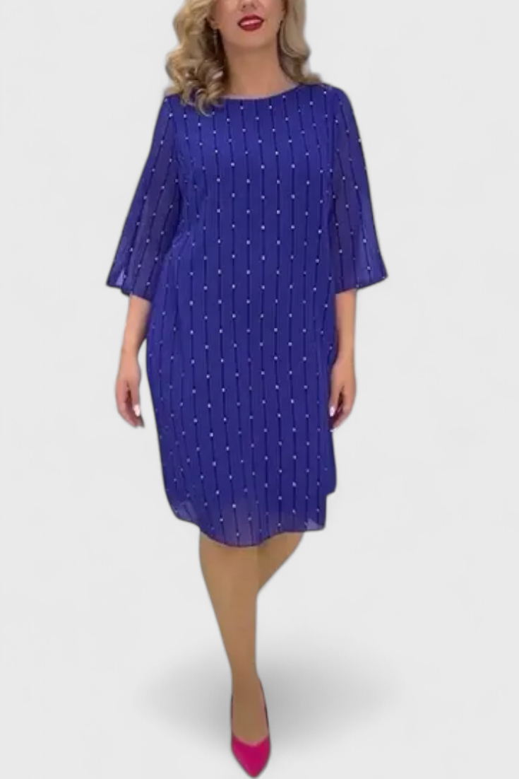 olly Κομψό Φόρεμα από Σιφόν με Κλασικό Κόψιμο και Λαμπερό Ντραπέ