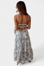 Neha Φόρεμα Floral με Ανοιχτή Πλάτη και Τιράντες Σπαγγέτι