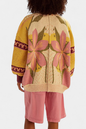 Casey Πλεκτή ζακέτα με λουλουδάτο σχέδιο και χαλαρή εφαρμογή