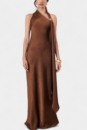 Robina Μακρύ Ασύμμετρο Φόρεμα σε Μπρονζέ