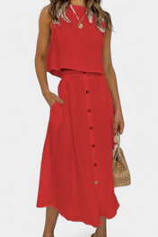 Naha Σετ από Βαμβάκι με Γιλέκο και Κουμπιά Μπροστά