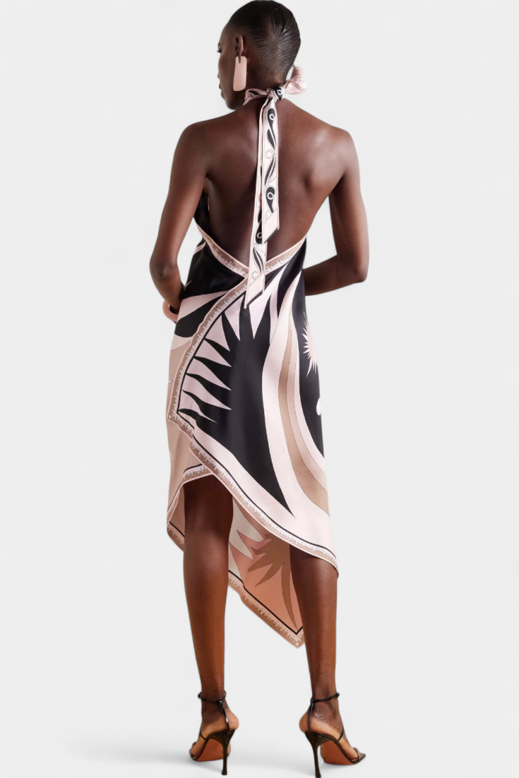 Rosenda Φόρεμα με Ανοιχτή Πλάτη και Αφηρημένο Μοτίβο