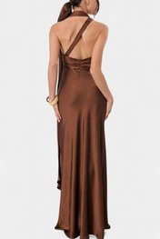 Robina Μακρύ Ασύμμετρο Φόρεμα σε Μπρονζέ