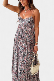 Reyna Φόρεμα Floral Maxi με Ανοιχτή Πλάτη