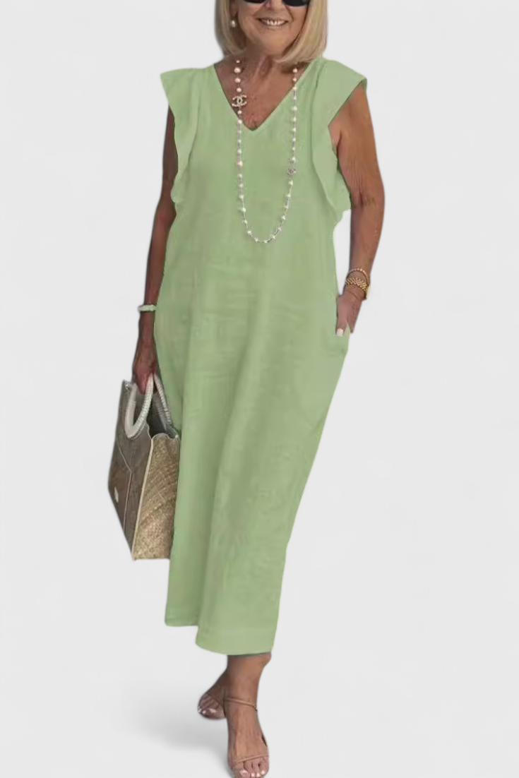 Yurena Αμάνικο Λινό Φόρεμα