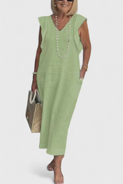 Yurena Αμάνικο Λινό Φόρεμα