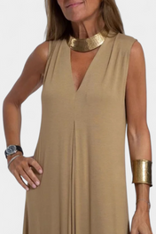 Felisa Κομψό Μονόχρωμο Μάξι Αμάνικο Φόρεμα