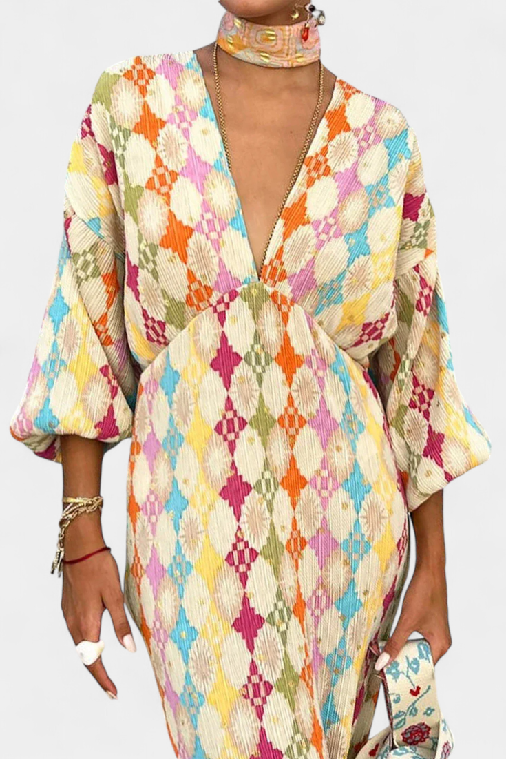 Shanice Μάξι Φόρεμα με Γεωμετρική Στάμπα