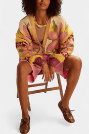 Casey Πλεκτή ζακέτα με λουλουδάτο σχέδιο και χαλαρή εφαρμογή