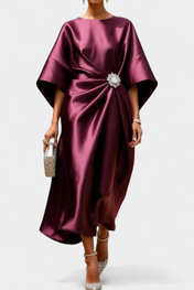 Ubelia Μακρύ Σατέν Φόρεμα με Λαμπερό Φινίρισμα Luxe