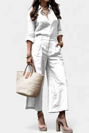 Sabina Ροζ Σετ με Αέρινο Πουκάμισο και Παντελόνια Κάπρι