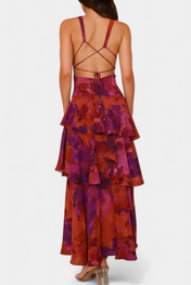 Domenica Φόρεμα από Σιφόν με Ντεκολτέ σε Σχήμα V και Αέρινες Στρώσεις