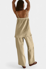 Lía Καλοκαιρινό Σετ με Αέρινο Τοπ και Φαρδύ Παντελόνι