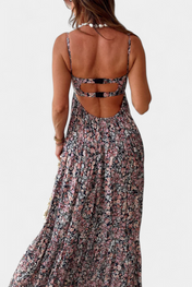 Reyna Φόρεμα Floral Maxi με Ανοιχτή Πλάτη