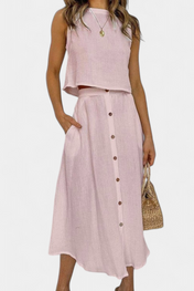 Naha Σετ από Βαμβάκι με Γιλέκο και Κουμπιά Μπροστά