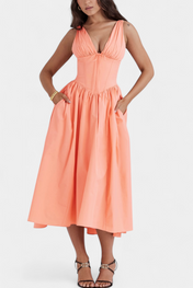 Margie Μίντι Φόρεμα με Λαιμόκοψη V και Ρομαντική Φλοράλ Στάμπα