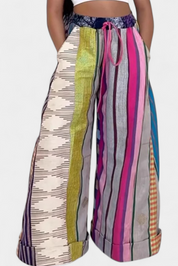 Claudine Casual Παντελόνι με Φαρδύ Μπατζάκι και Ριγέ Σχέδιο