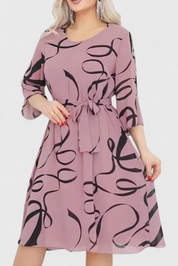 Amelie Φόρεμα Midi με Print, Ζώνη και Ευέλικτο Κόψιμο