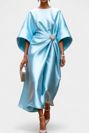 Ubelia Μακρύ Σατέν Φόρεμα με Λαμπερό Φινίρισμα Luxe