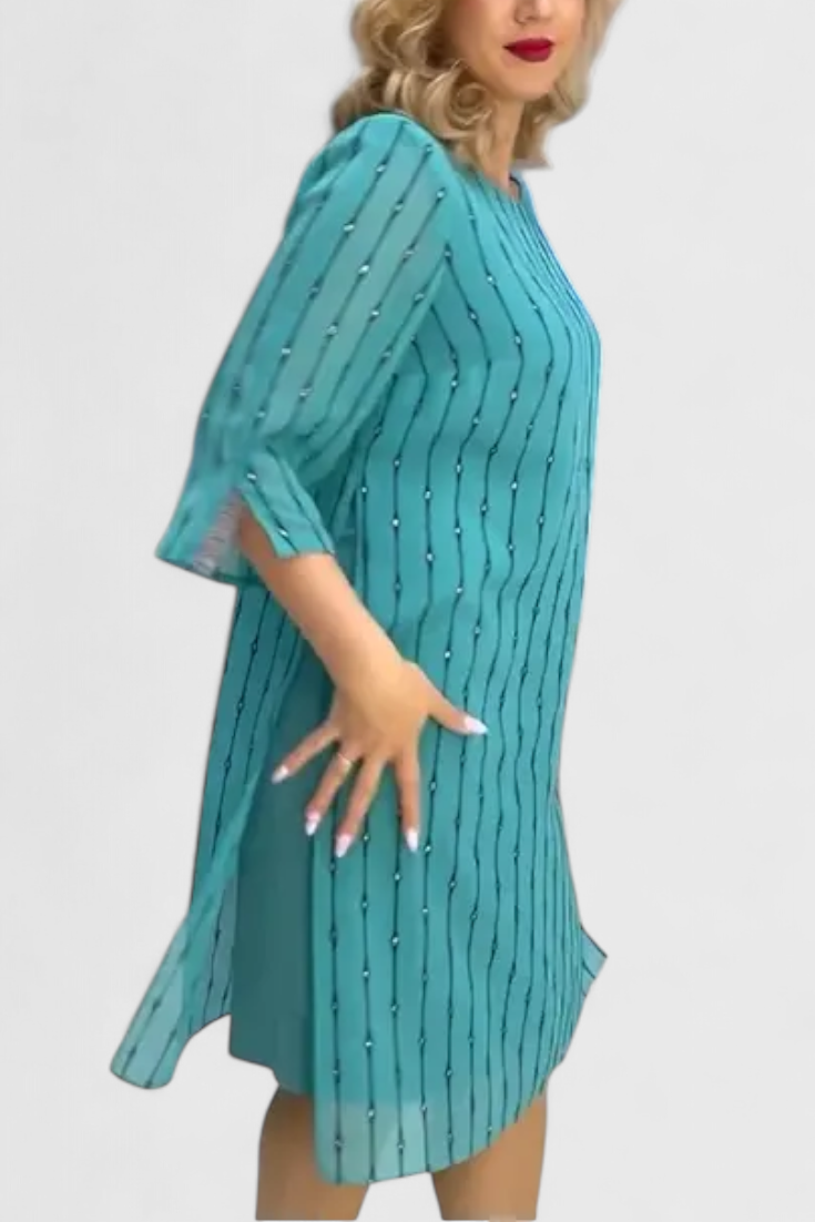 olly Κομψό Φόρεμα από Σιφόν με Κλασικό Κόψιμο και Λαμπερό Ντραπέ