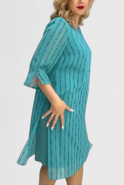 olly Κομψό Φόρεμα από Σιφόν με Κλασικό Κόψιμο και Λαμπερό Ντραπέ