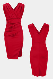 Rosanna Κομψό Φόρεμα Bodycon με Λαιμόκοψη V και Σκίσιμο στο Πλάι