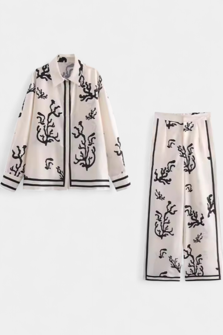 Nazaret Σετ με Φαρδύ Παντελόνι και Καλλιτεχνική Στάμπα