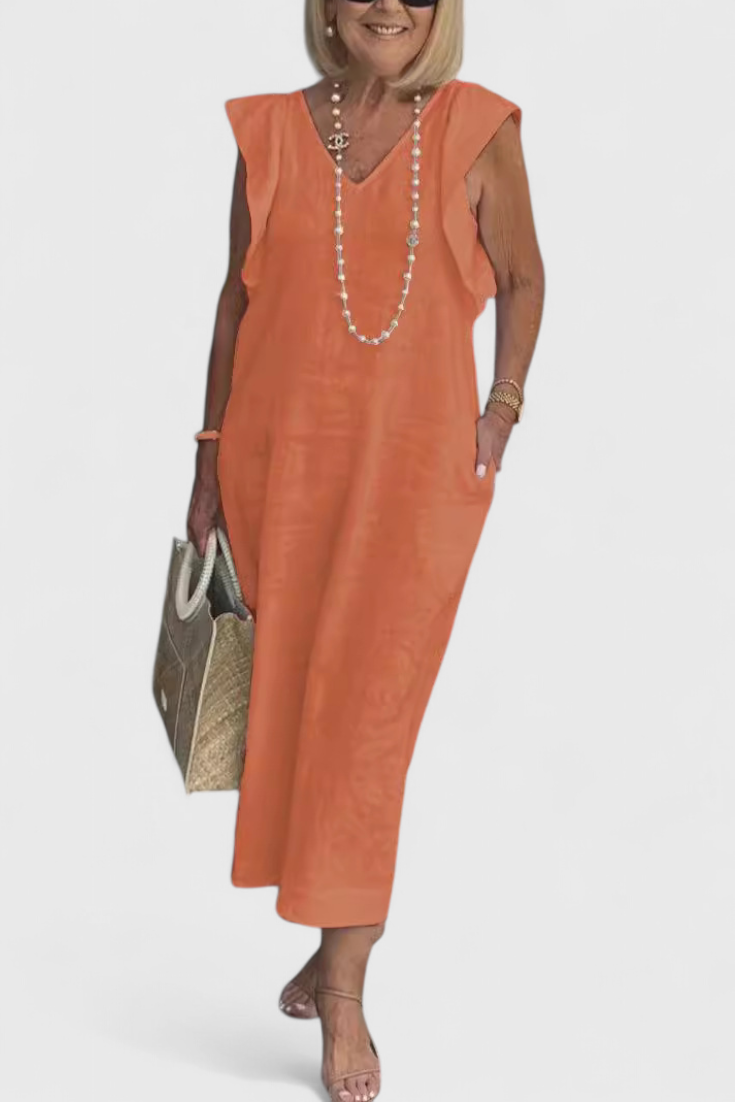 Yurena Αμάνικο Λινό Φόρεμα