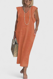 Yurena Αμάνικο Λινό Φόρεμα