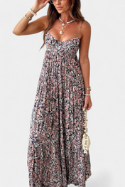 Reyna Φόρεμα Floral Maxi με Ανοιχτή Πλάτη