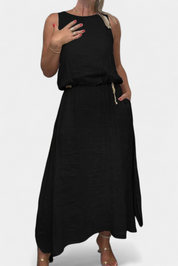 Meliora Σετ από Λινό και Βαμβάκι με Αμάνικο Γιλέκο και Φούστα