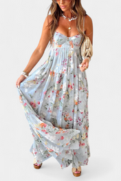 Neha Φόρεμα Floral με Ανοιχτή Πλάτη και Τιράντες Σπαγγέτι