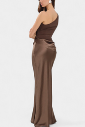 Ottavia Μακρύ Πλισέ Φόρεμα για Βραδινές Εμφανίσεις με Έναν Ώμο