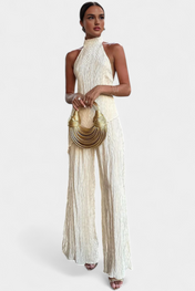 Pilarica Κομψό Πλισέ Σετ με Ασύμμετρο Τοπ και Ρευστό Παντελόνι