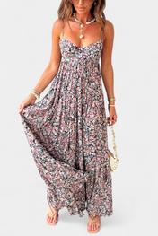 Reyna Φόρεμα Floral Maxi με Ανοιχτή Πλάτη