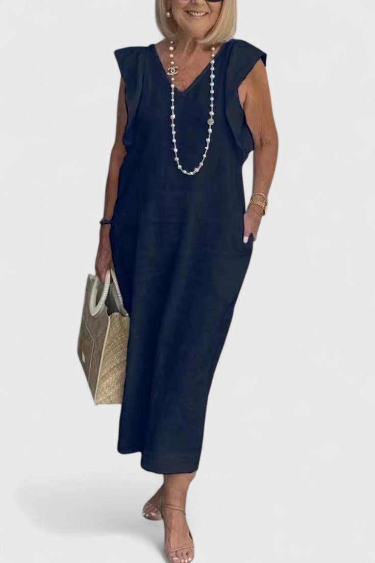 Yurena Αμάνικο Λινό Φόρεμα