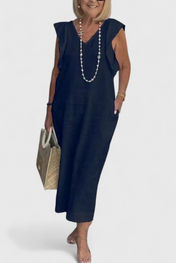 Yurena Αμάνικο Λινό Φόρεμα