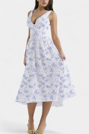 Margie Μίντι Φόρεμα με Λαιμόκοψη V και Ρομαντική Φλοράλ Στάμπα