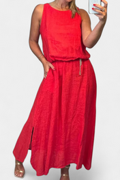 Meliora Σετ από Λινό και Βαμβάκι με Αμάνικο Γιλέκο και Φούστα