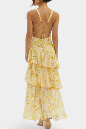 Domenica Φόρεμα από Σιφόν με Ντεκολτέ σε Σχήμα V και Αέρινες Στρώσεις