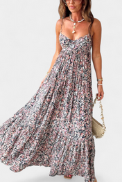 Reyna Φόρεμα Floral Maxi με Ανοιχτή Πλάτη